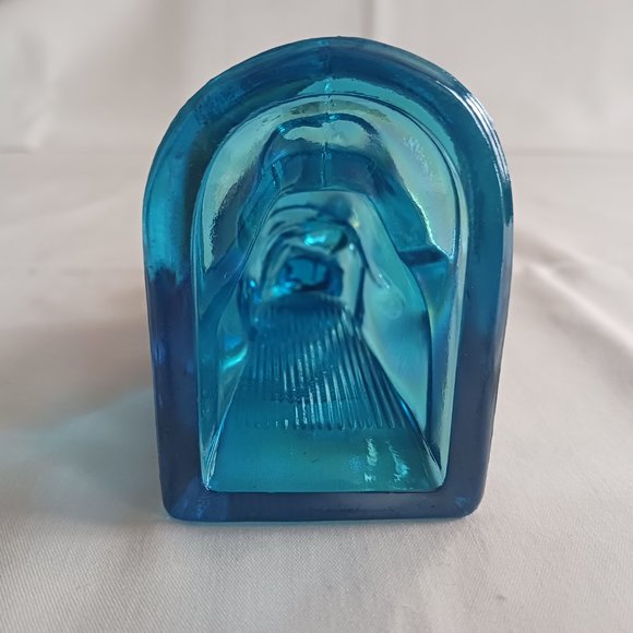 Vintage Wheaton Glass Blue Iridescent Carnival Victorian Dutch Boy Paperweight - Picture 6 of 6